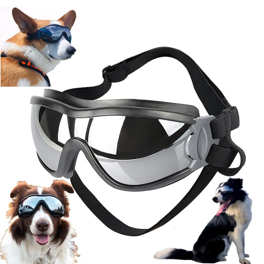 Dog Sunglasses Dog Snow Glasses for Medium Large Breed Dog Goggles Glass Sun Protection Windproof Waterproof Dustproof Pet Eyewear with Adjustable Strap